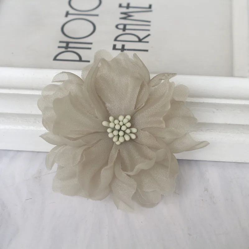 10 Teile/los 6,5 CM Handgemachte Chiffon Stoff Blumen Für DIY Haar Zubehör Kleid Schuhe Hüte Dekoration – Detail 6