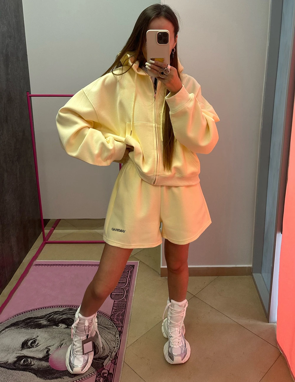 Oversized Zip Hoodie & Shorts Set