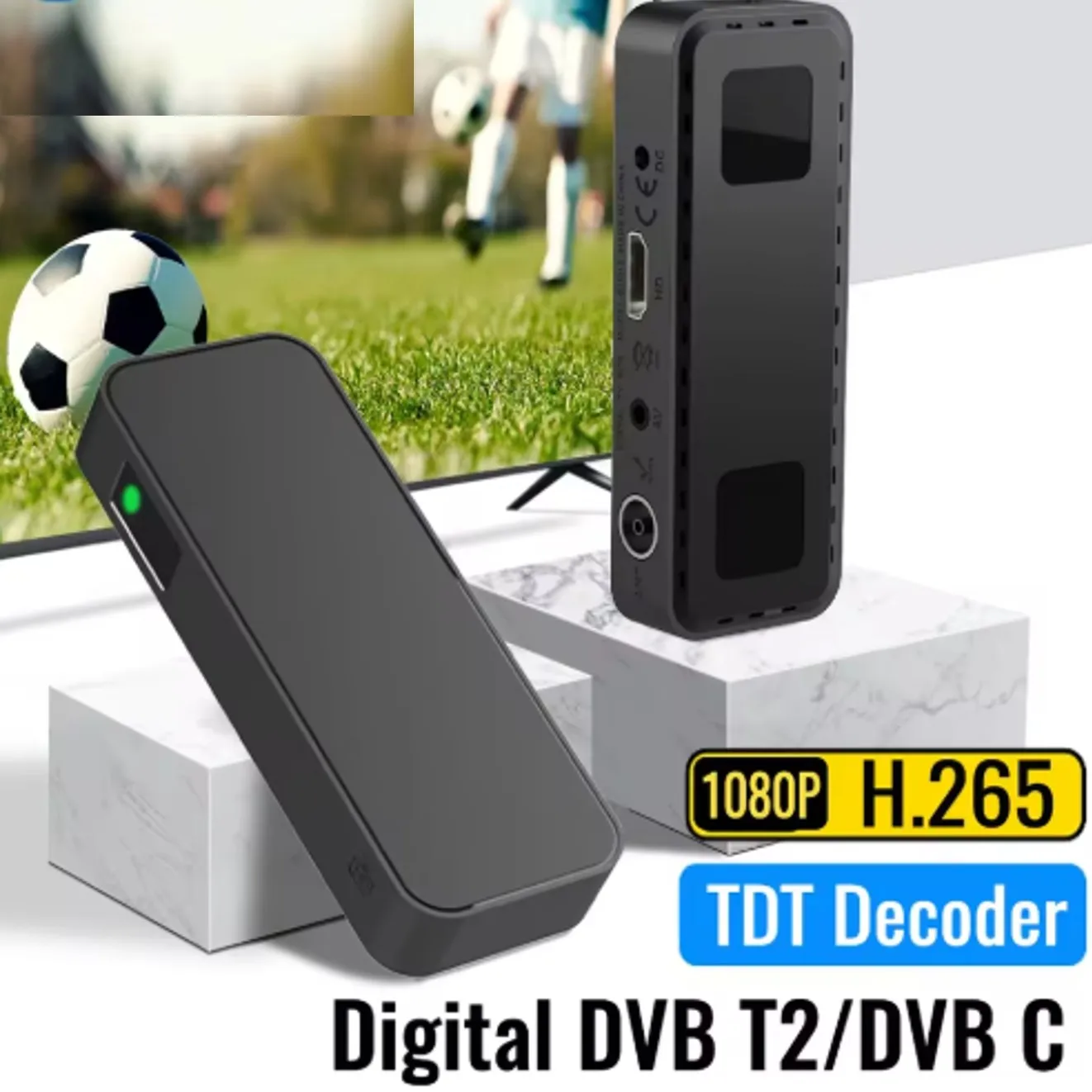 Decoder DVB-T2 2024 HDMI Stick – H.265 HEVC, Full HD 1080P, Dolby Audio, USB WiFi E PVR, Telecomando Incluso