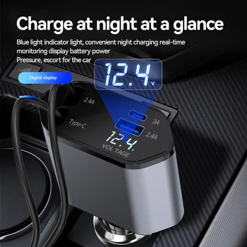 Caricabatteria da auto USB 120W Ricarica rapida 4 in 1 per adattatore per caricabatterie per telefono cellulare in auto