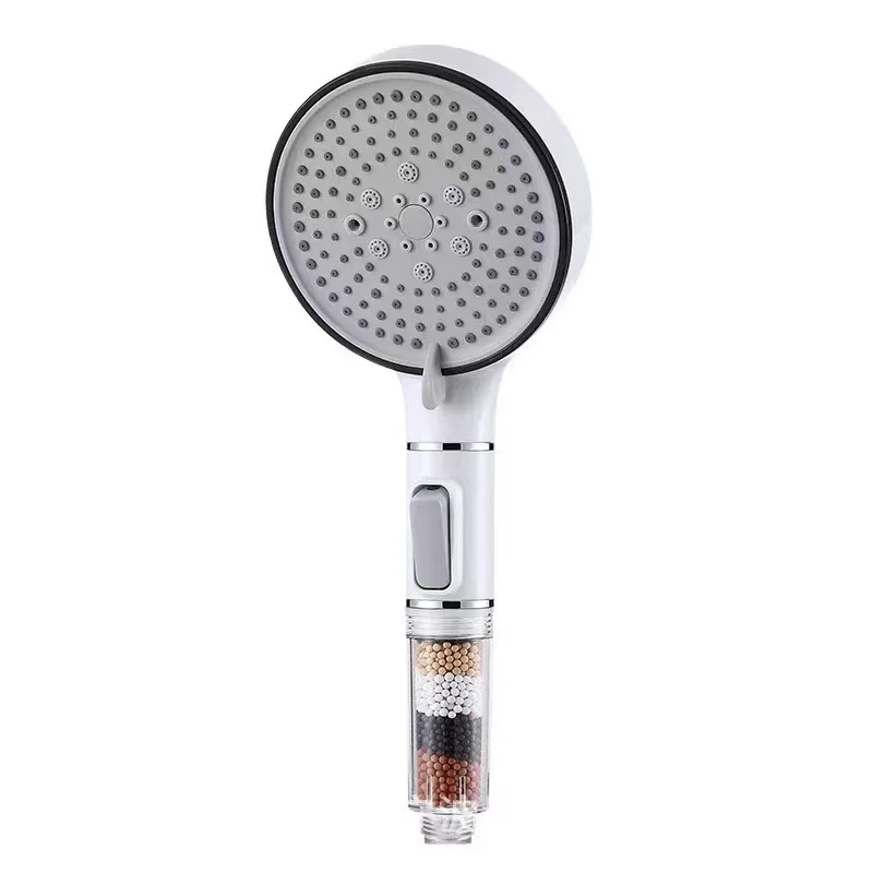 12CM Filter Spray Large Panel 5 Modes Shower Head Household  Eco Filter Shower Head Bathroom Accessories One-touch Water Stop 5