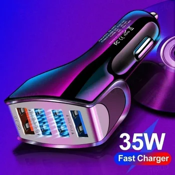 Caricabatteria per auto Quick Charge 3.0 4 porte Ricarica rapida Caricabatteria per telefono per auto Accessori auto