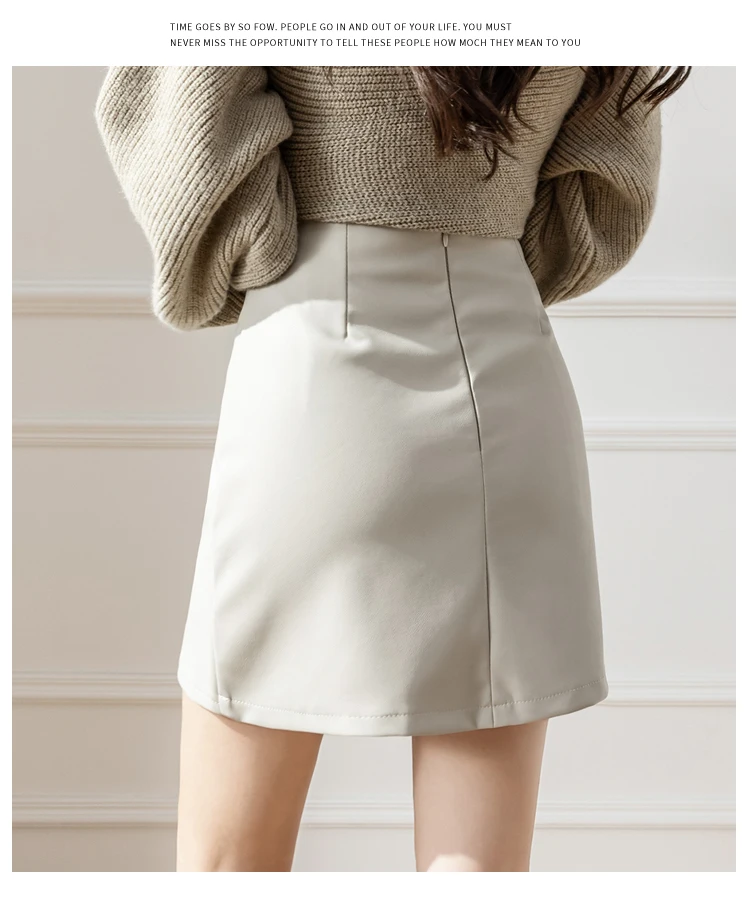 Mini Skirt High Waist Irregular A-Line Pleated Leather Skirts Spring Korean Fashion Office Lady 2023 Women Balck Clothes
