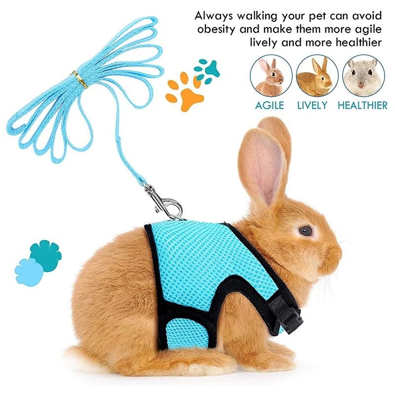 light up dog collar Pet Mesh Harness With Leash Small Animal Harness Vest Lead for Hamster Rabbit Guinea Pig Small Animal Accessories Pet Lead Set dog collars outdoors