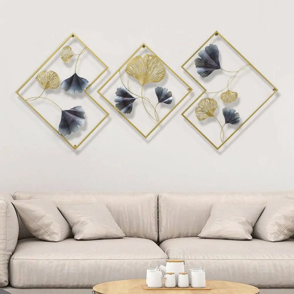 3D Wall Decoration 3 Pack Metal Wall Decoration Leaf Wall Decoration Background Wall Decoration Living Room Decoration