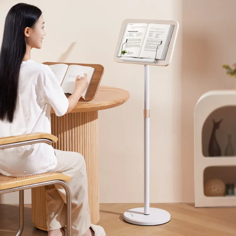 Floor-Reading-Desk-Standing-Telescopic-Shelf-Desktop-Support-Pole ...