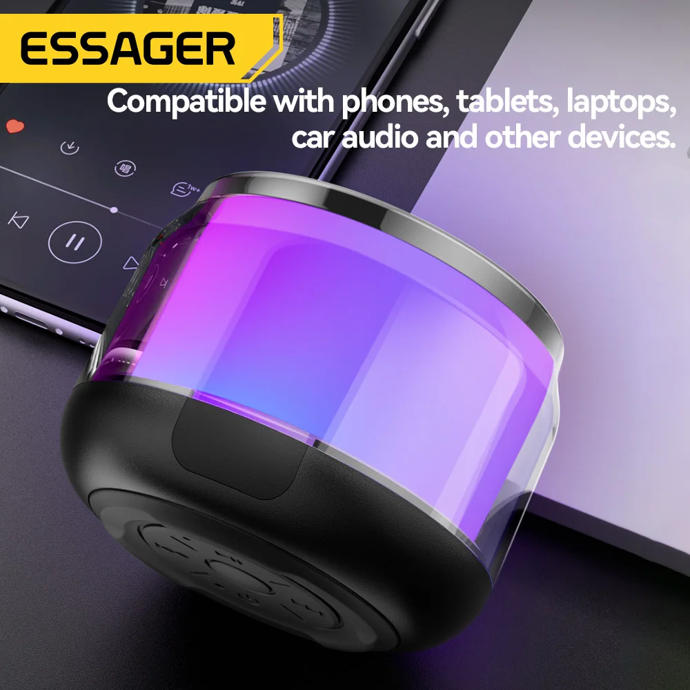 Essager Portable Bluetooth Speaker Super Bass Mini Speaker Luz Multicolorida Cartão de Memória - Image 6