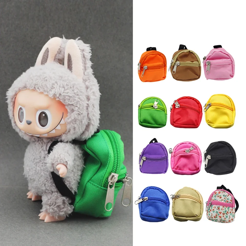 Labubu Doll Canvas Backpack Simulation Pet Bag for 15/17cm Dolls