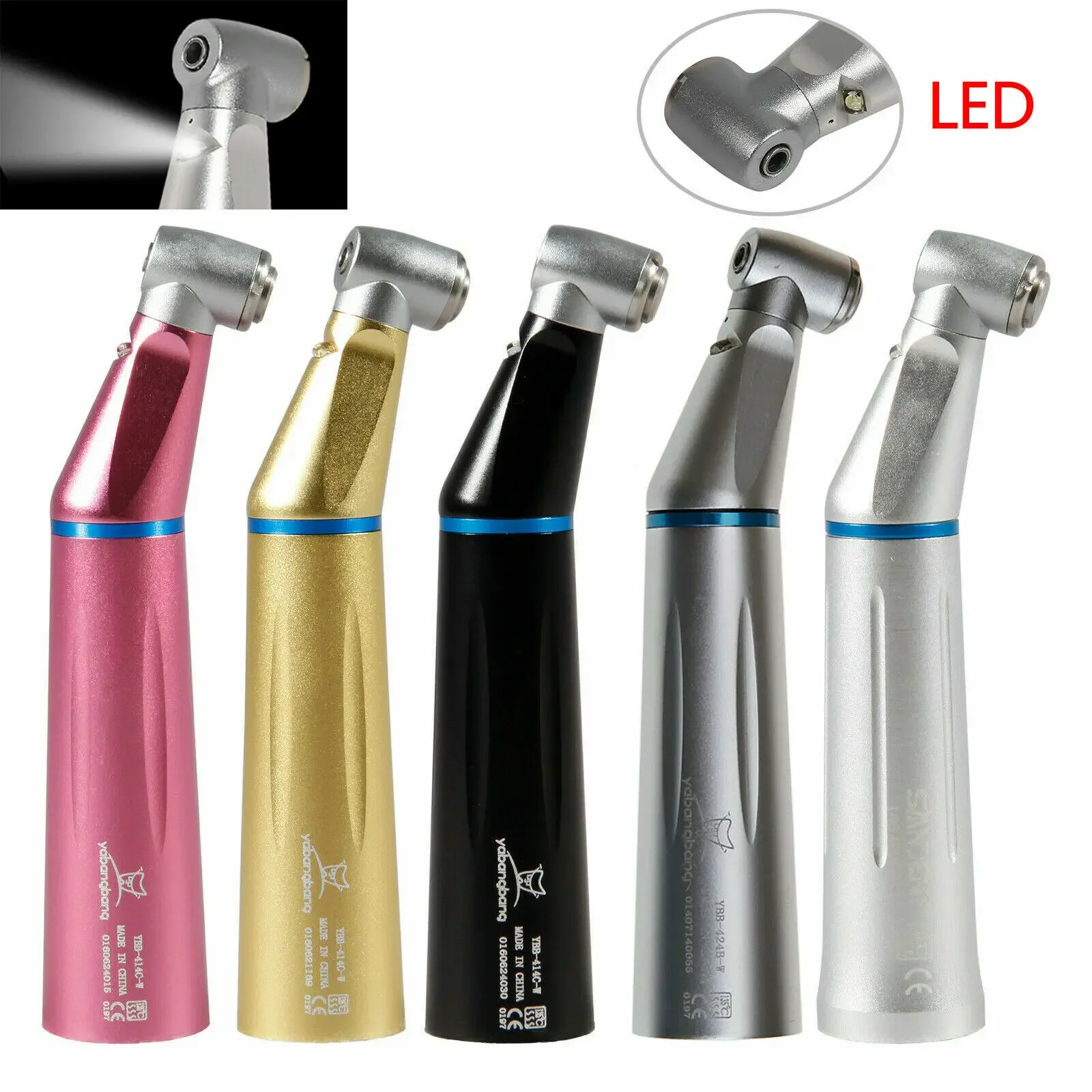 5 Colors Dental Fiber Optic Led Light E-generator Contra Angle Handpiece Inner Water Slow Low Speed Fit Kavo Nsk