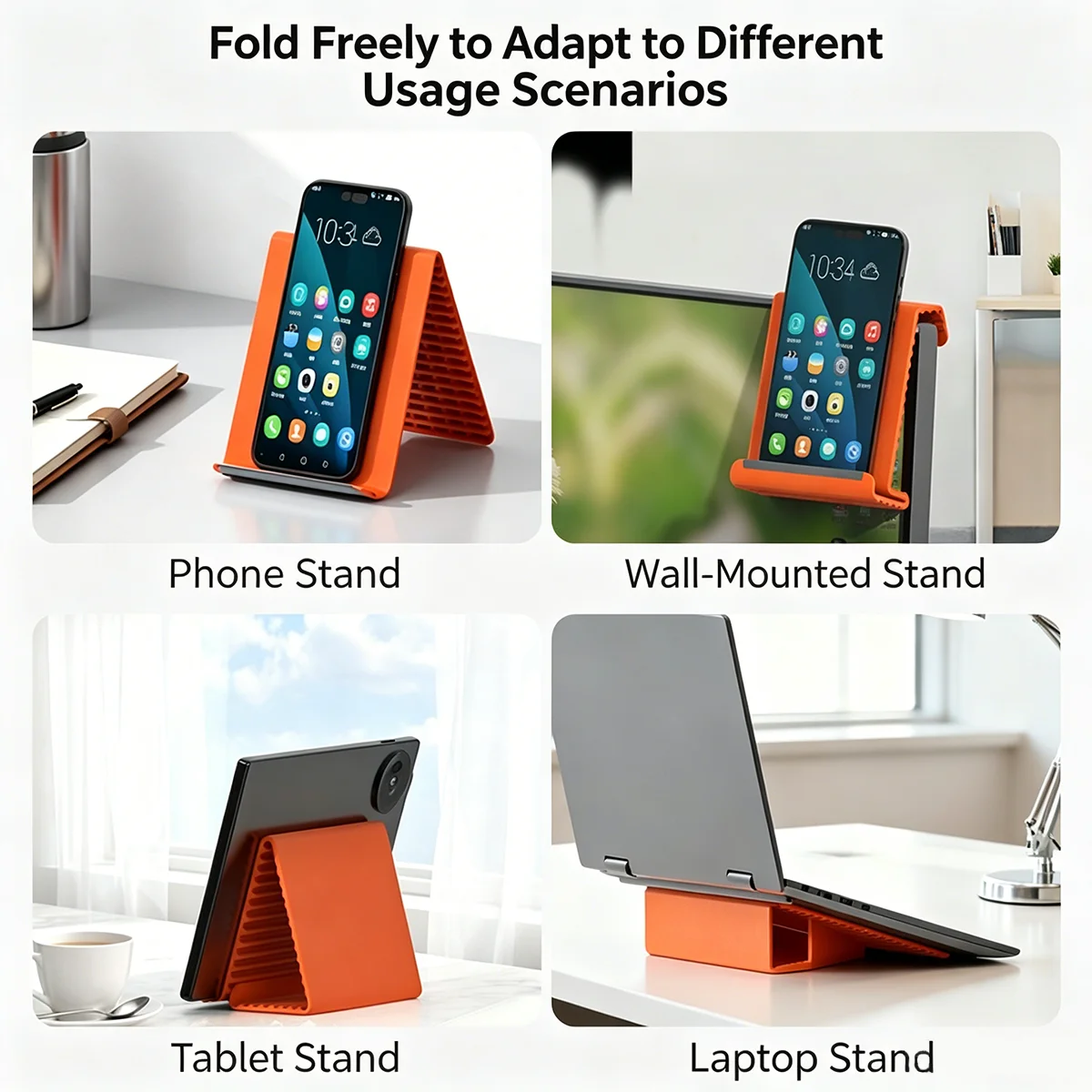 Supporto per Telefono Pieghevole in Silicone, Regolabile a Più Angoli, Compatibile con iPhone, Samsung e Tutti i Cellulari - immagine 3