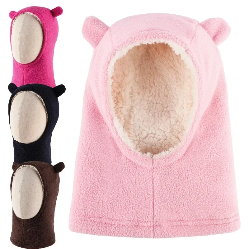 

The New Winter Warm Children Cute Bear Ears Baby Thick Polar Fleece Ear Protective Cold Head Cap