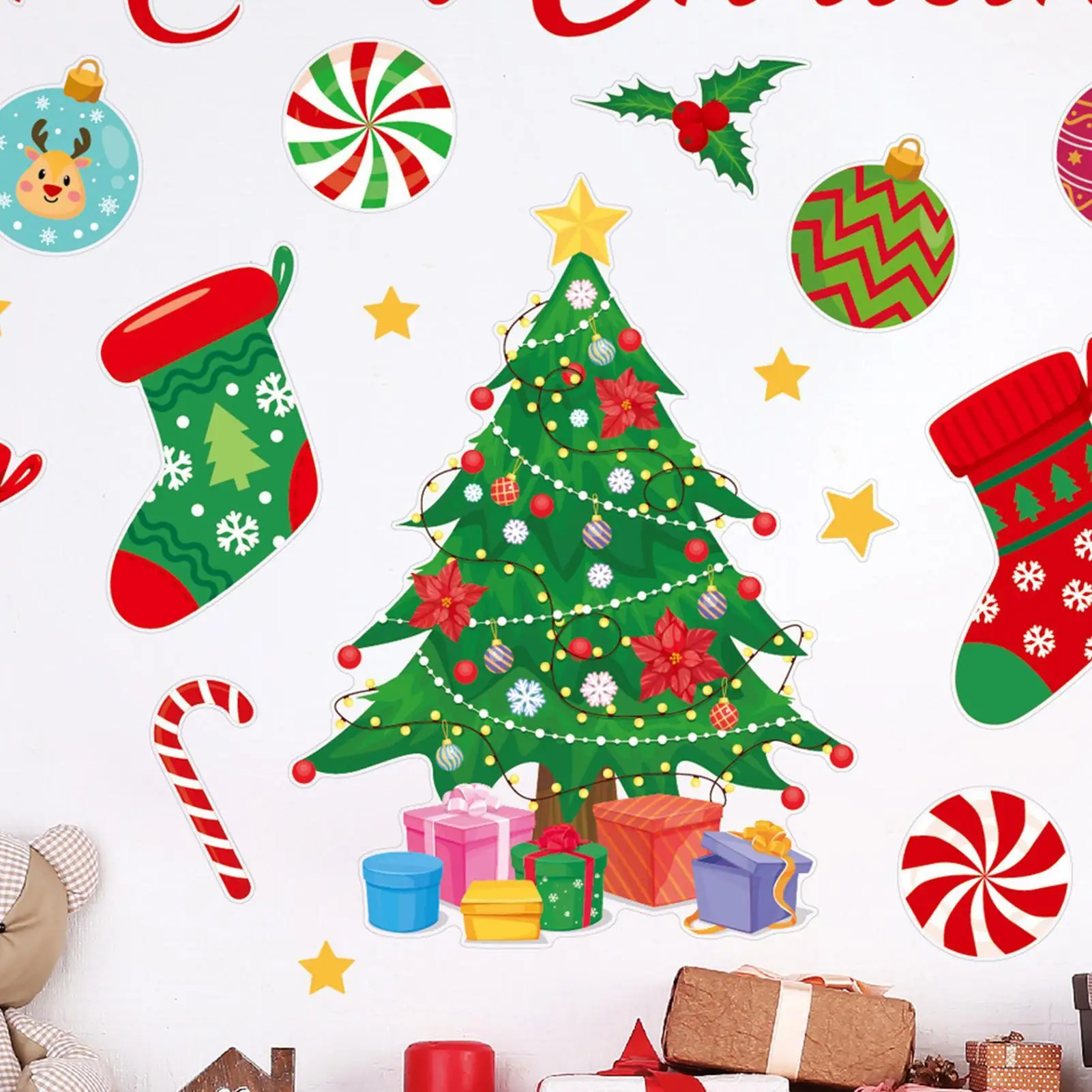 Christmas Wall Stickers 3 Pieces Removable Holiday Wall Stickers Christmas Decorations For Bedroom Living Room Bathroom