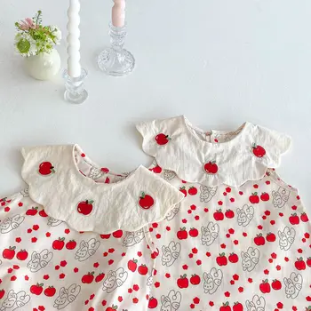 2025 Summer New Baby Girl Strawberry Print Dress & Romper - 98% Cotton Cute Bunny Design Infant Toddler Clothing 3