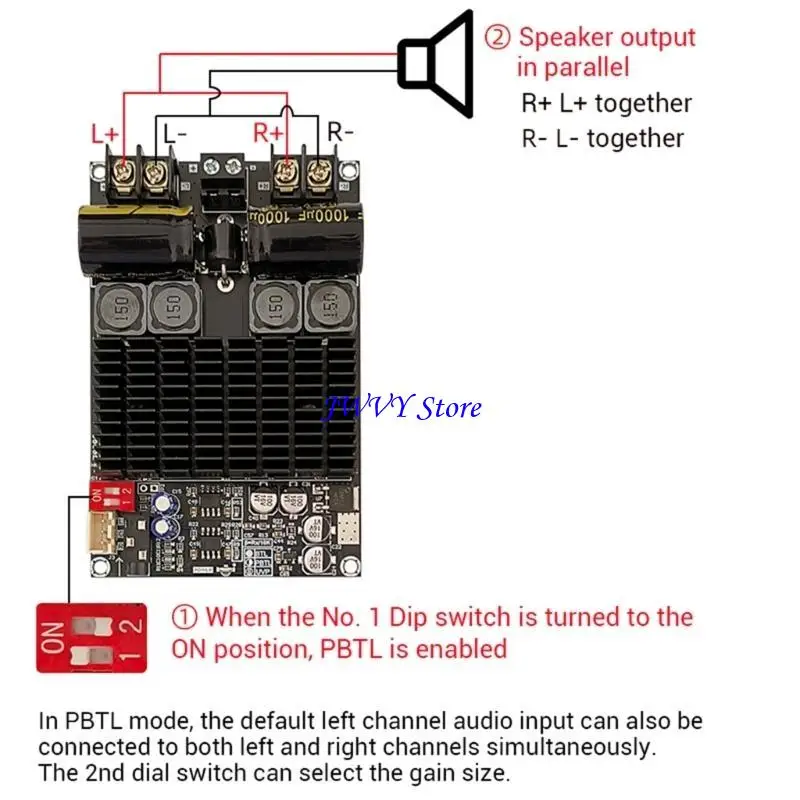 573A 200W 서브우퍼 100W+100W 2채널 디지털 전력 증폭기 모듈은 청각 설정에서 서브우퍼를 향상시킵니다.