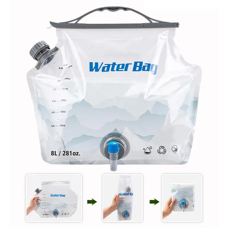 8L Camping Water Bag With Faucet Portable Water Container Folding Water Storage Carrier Jug outdoor Water Pouch For Camping