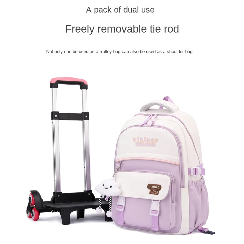 Children School Rolling Backpacks School bags for Girls Trolley Bag with Wheels Waterproof School Bag Student Wheeled Backpack 2