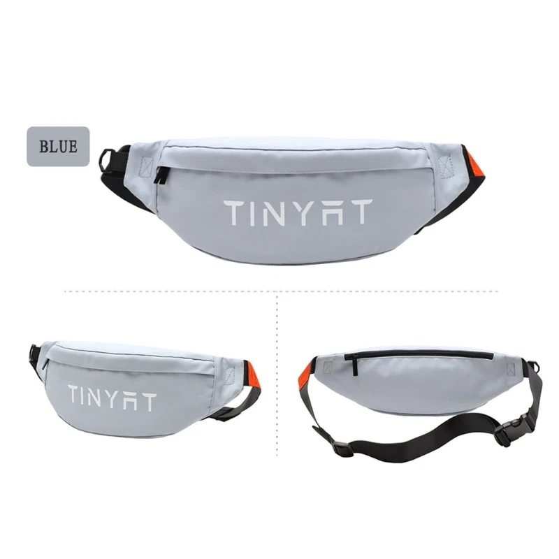 Men Letters Print Large Fanny Pack Waterproof Waist Bag Adjustable Nylon