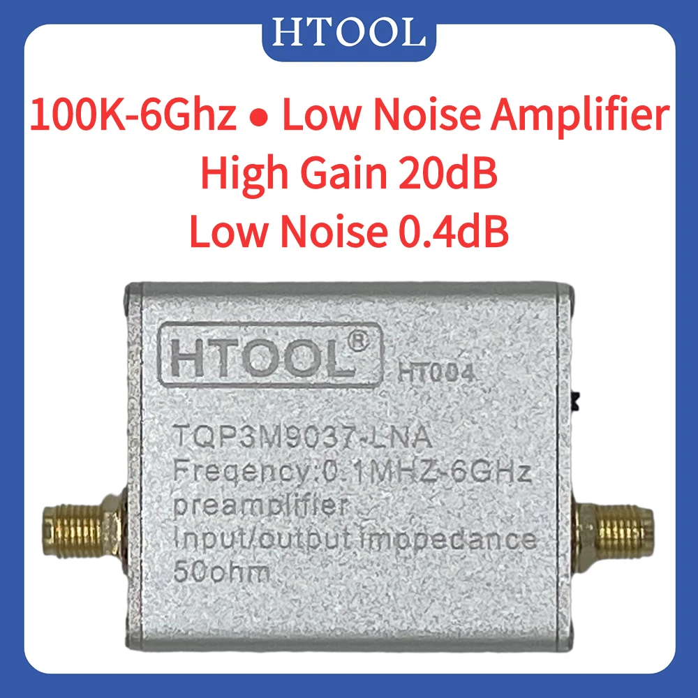 HT004 Breitband-Vorverstärker 100kHz–6GHz – 20dB Verstärkung, SMA, TQP3M9037, Für SDR & UKW-Radio