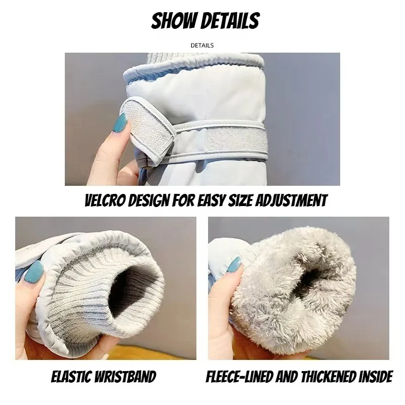 2025 New Style Winter Ski Gloves Fashionable Wool Lined Thick Warm Cold-Resistant Touchscreen Compatible for E-Bike Cycling