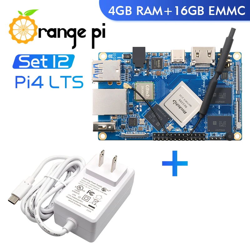 

Orange Pi 4 LTS 4G16G+5V4A Type-C Power Supply,RK3399 Open Source Mini PC Computer Tablet, Run Android,Ubuntu,Debian OS