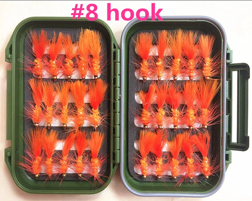 

30PCS Color Head Fast Sinking Nymph Scud Fly Bug Worm for Trout Fishing Artificial Insect Bait Lure Fishing Bait