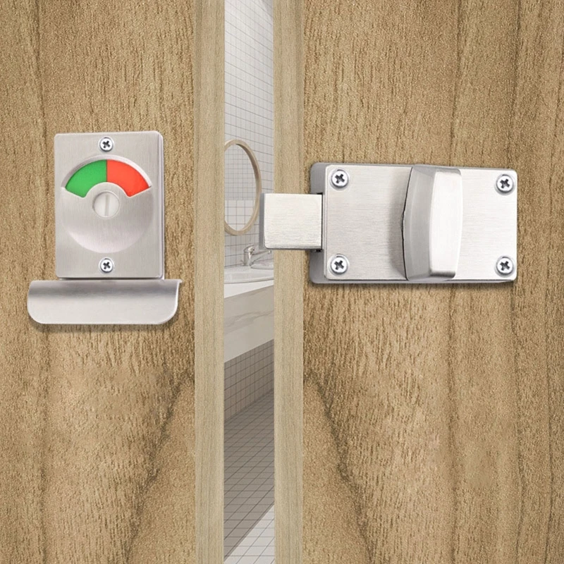 Metal Indicator Door Lock Public Toilet WC Hardware Latch For Bathroom Occupied Vacant Engaged