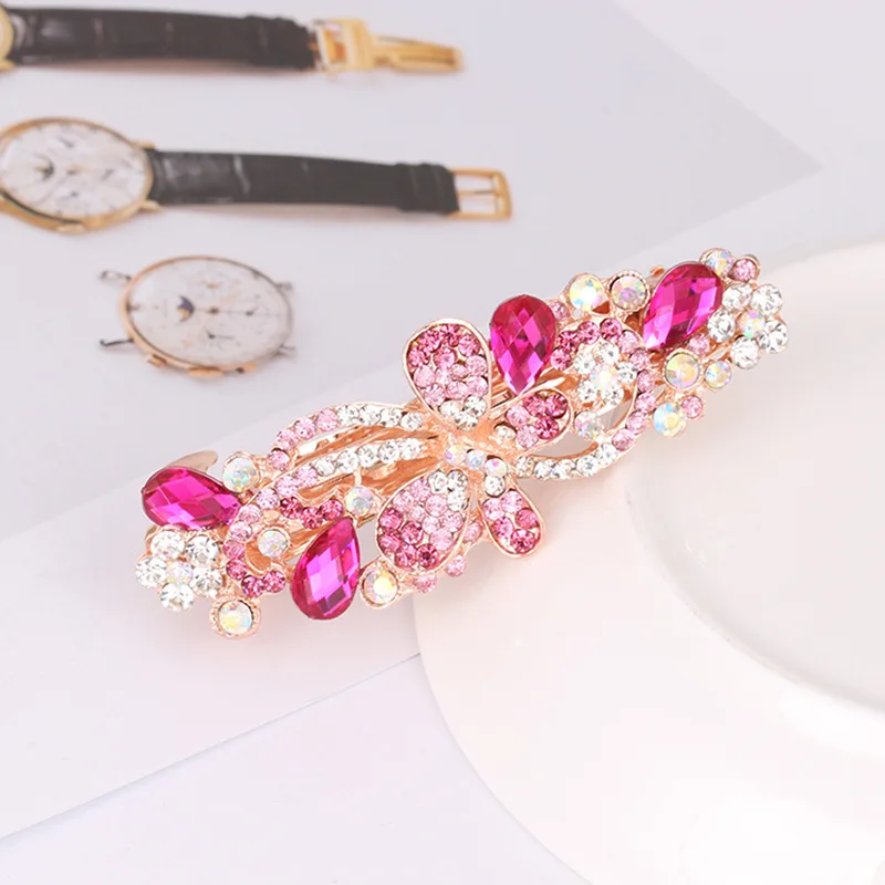 

Simple Korean version rhinestone bow hairpin headpiece women's crystal spring horizontal clip ponytail hairpin hair accessory