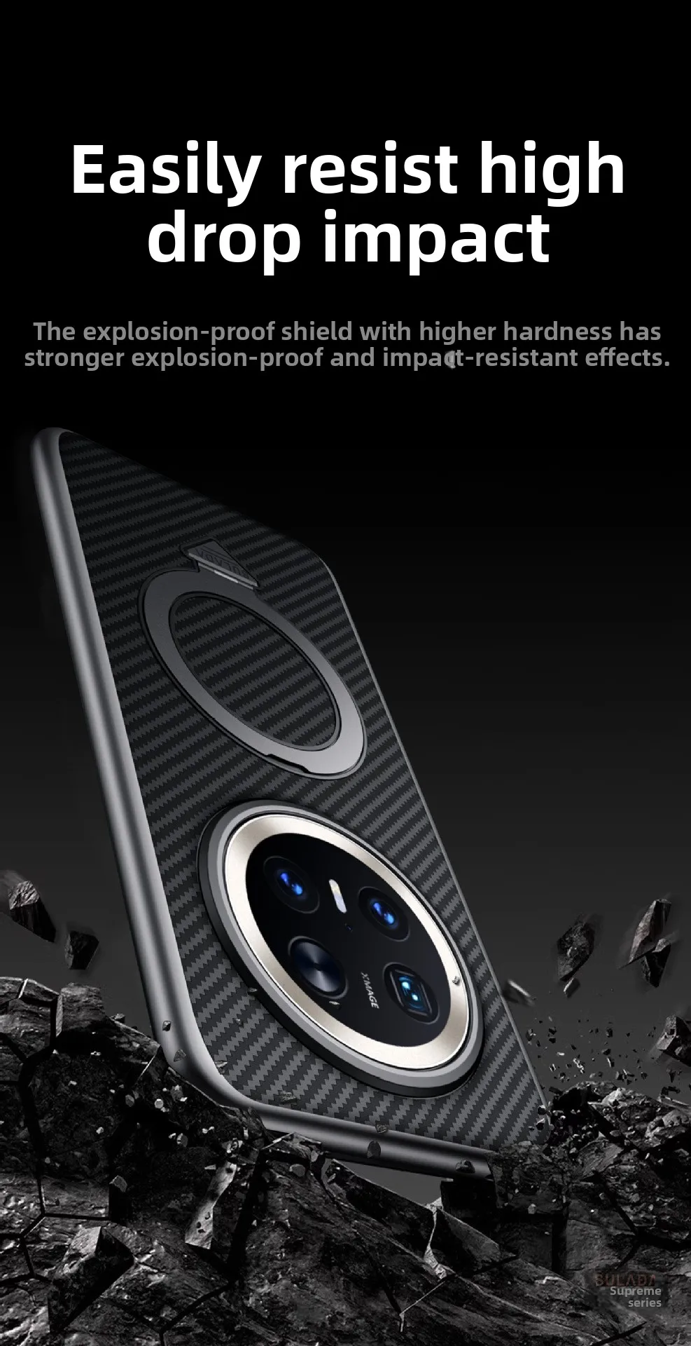 Honor Magic 8 Pro Magnetic Handle MagSafe Case with Carbon Fiber Pattern Kevlar Texture by SULADA 12