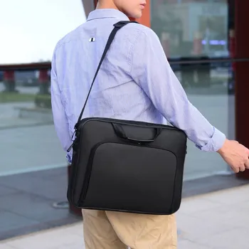 Borsa per laptop da 15 pollici, 15,6 pollici, 17 pollici, con doppia cerniera, borsa a tracolla universale, impermeabile, nera, per Lenovo/Huawei
