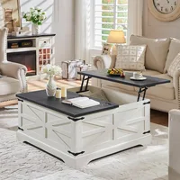 Farmhouse Lift Top Coffee Table with Storage, 36" Wood Square Center Table with Large Hidden Compartment 1