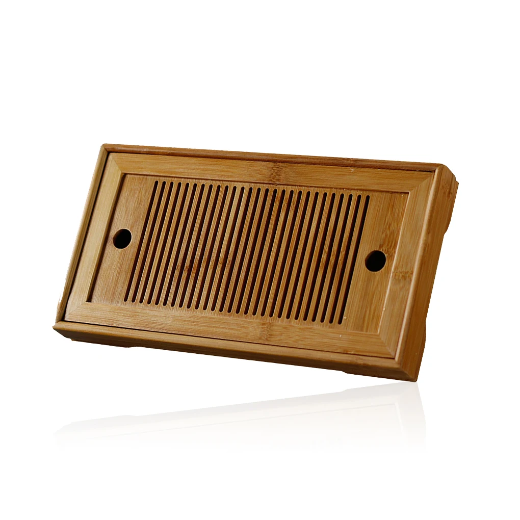 

Tea Tray Water Drain Rectangle Shape Chinese Serving Table Drainage Teaware Board Kitchen Accessories for Teahouse