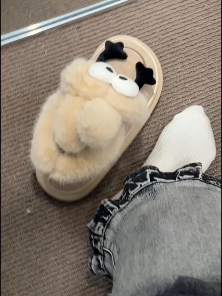 

Брендовая женская обувь с круглым носком, плюшевые ботинки в стиле "Лолита", Женская австралийская зимняя обувь, сабо на платформе и Плоском Каблуке, модная меховая Обувь 202