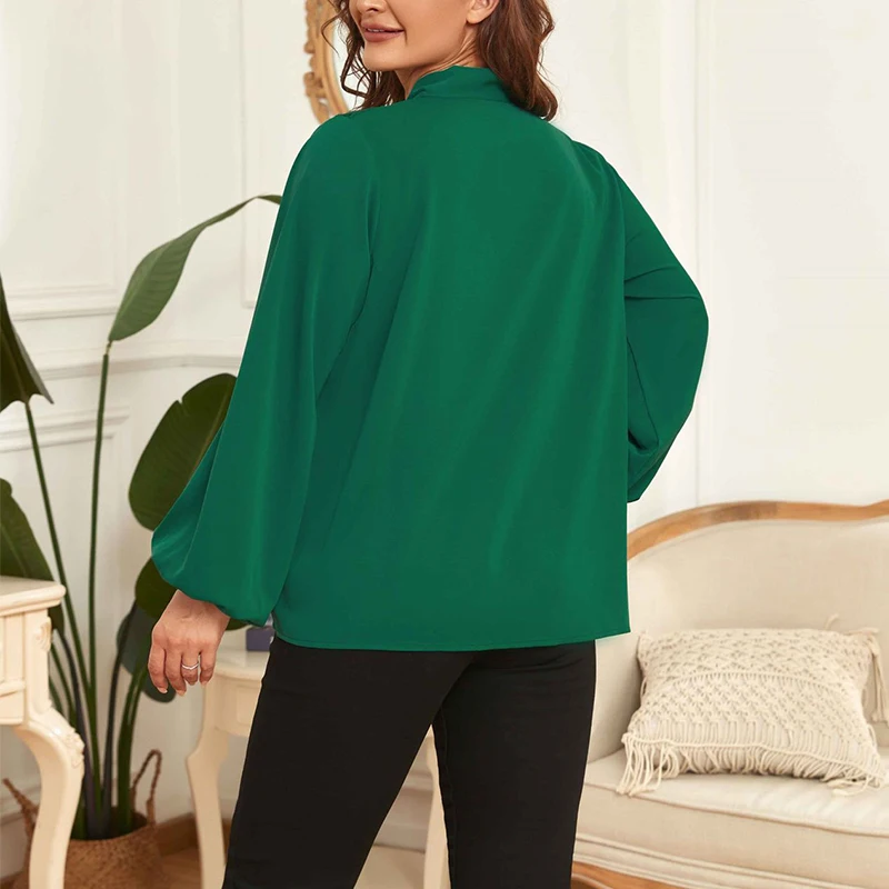 2022 Autumn Winter Fashion Solid Color Plus Size Lace Shirt Women Long Sleeve Temperament Dignified Blouse Female Lady Clothes
