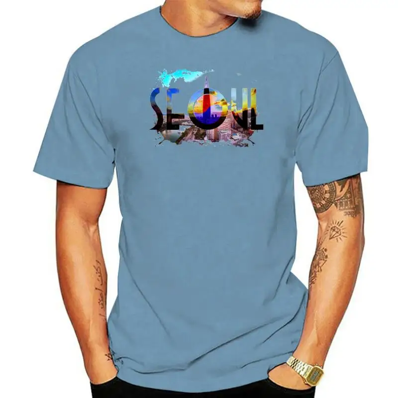 

Printed T-Shirt Men Seoul - T Shirt Flag Top South Korea Tee Design Mens, Womens, Kids Baby Sizes O-Neck T Shirt