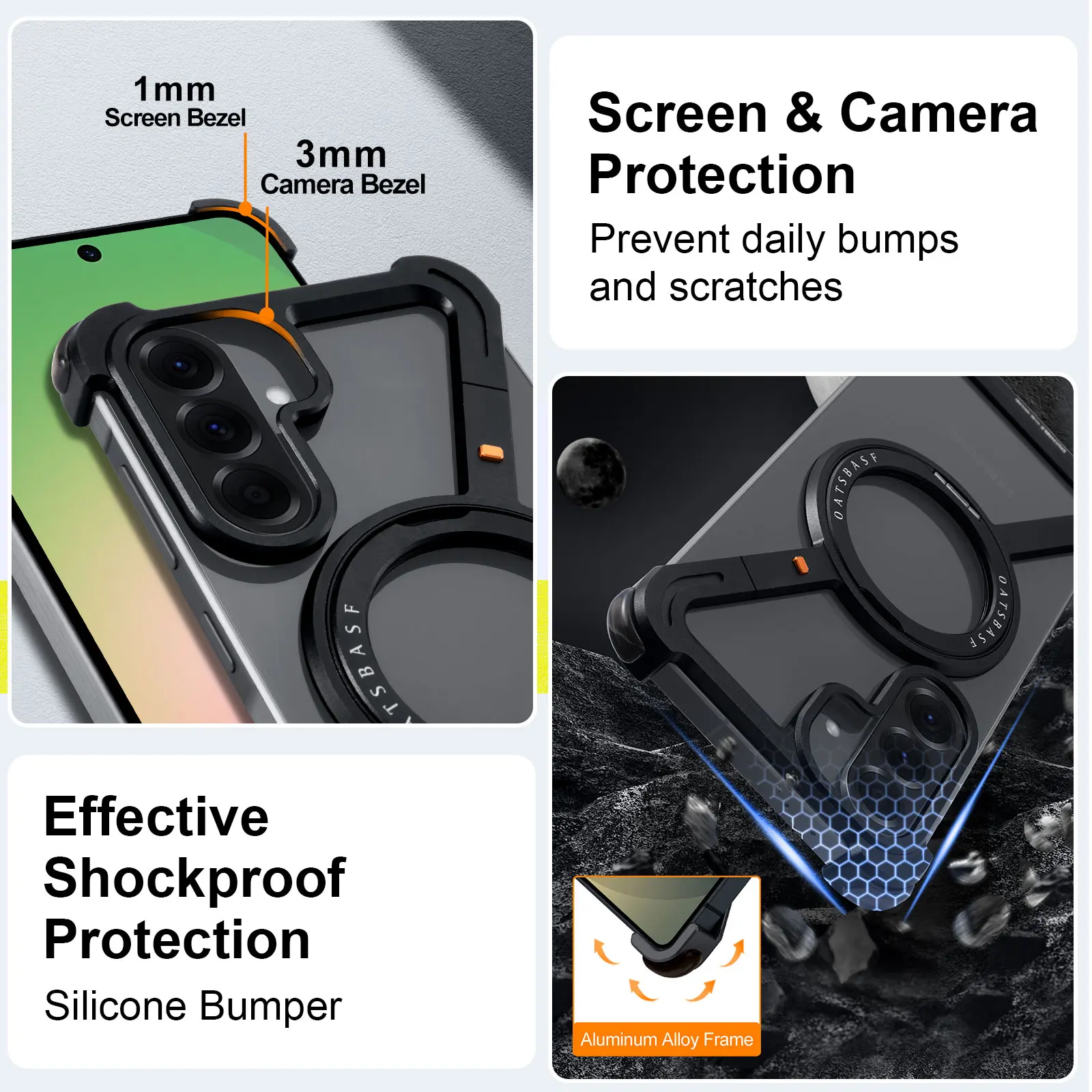 Eary for Samsung Galaxy A56 S25 Edge Phone Case With 360° Rotatable  Magnetic Ring Stand Frameless Shockproof Protector Cover