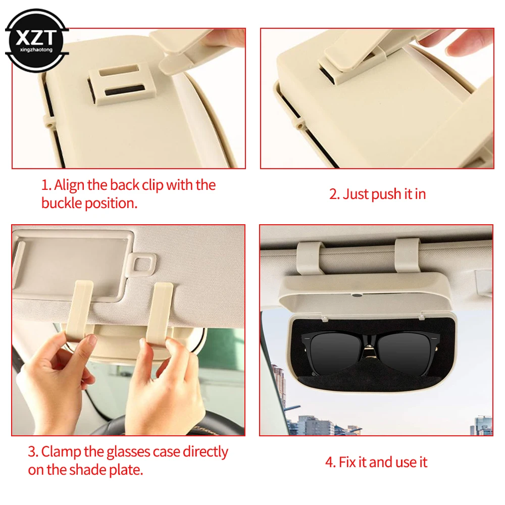 Auto Brillenetui Sonnenbrille Aufbewahrungsbox 3 Farben Auto Innenzubehör Brillenhalter Sonnenblende Autos 39 mm Dicke – Detail 8