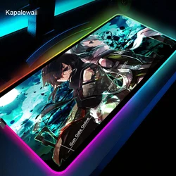 Tapis de souris de jeu Sword Art Onlineort RGB Led, décoration pour Gamer, brillant et Cool, bord de verrouillage, pour bureau 