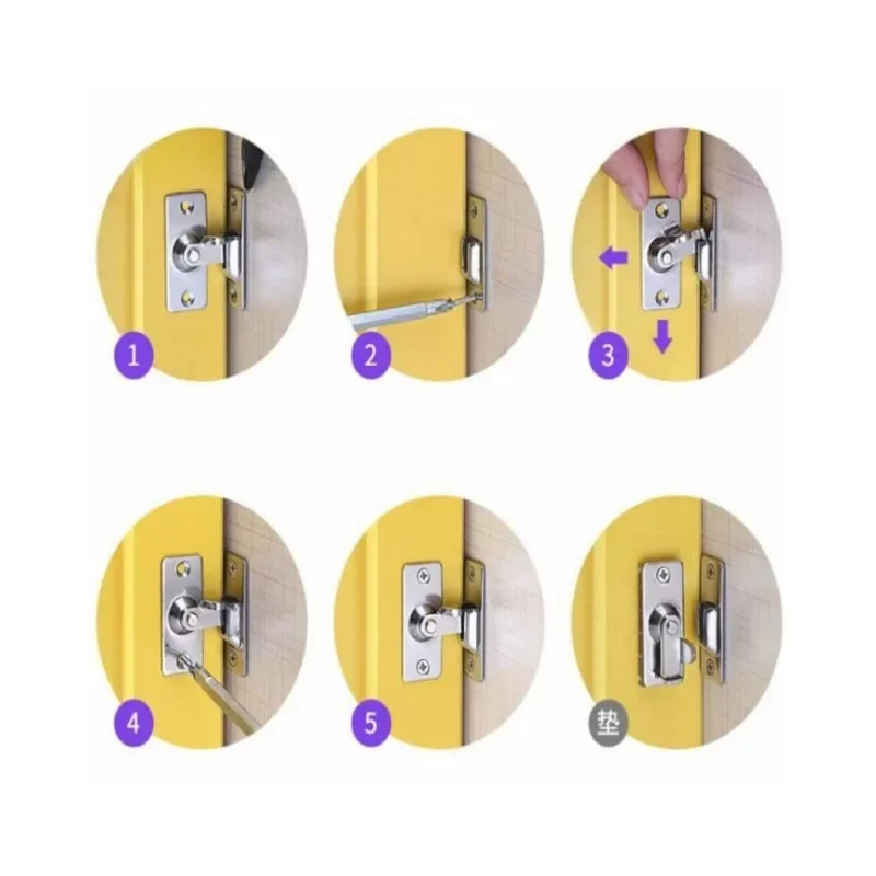 Door Lock Latch Bolt Stainless Steel 90 Degree Right Angle