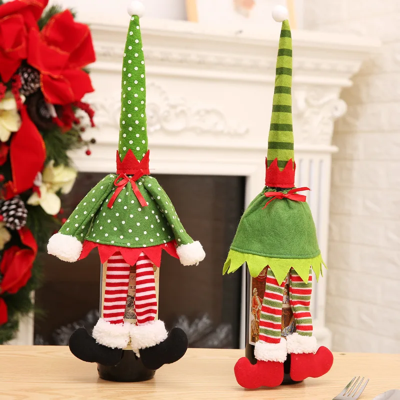 

Christmas Gifts Bags Holder Wine Bottle Dust Cover New Year 2023 Xmas New Year Party Decoration For Home Santa Claus Decoration