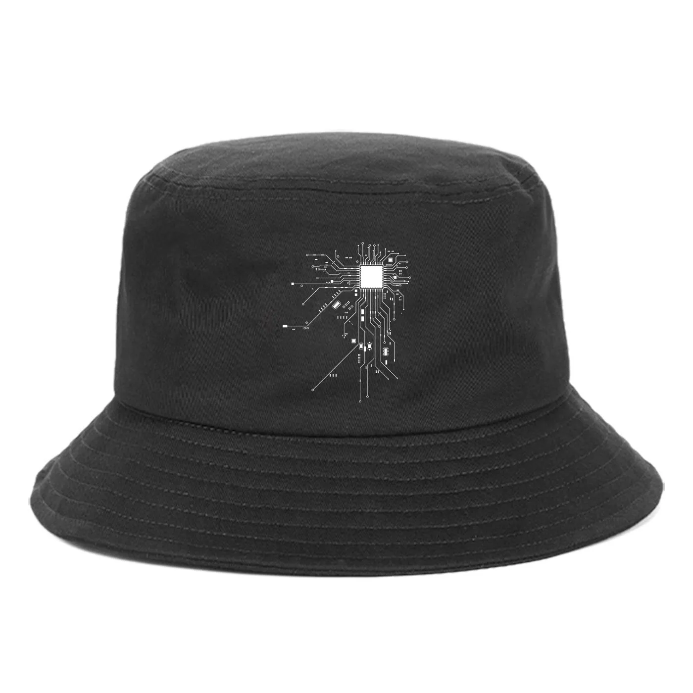 Cpu Computer Heart Black Essential Bucket Hats Unisex Hip Hop Foldable Fisherman Hat Fashionable Panama Hats Casual Bucket Hats