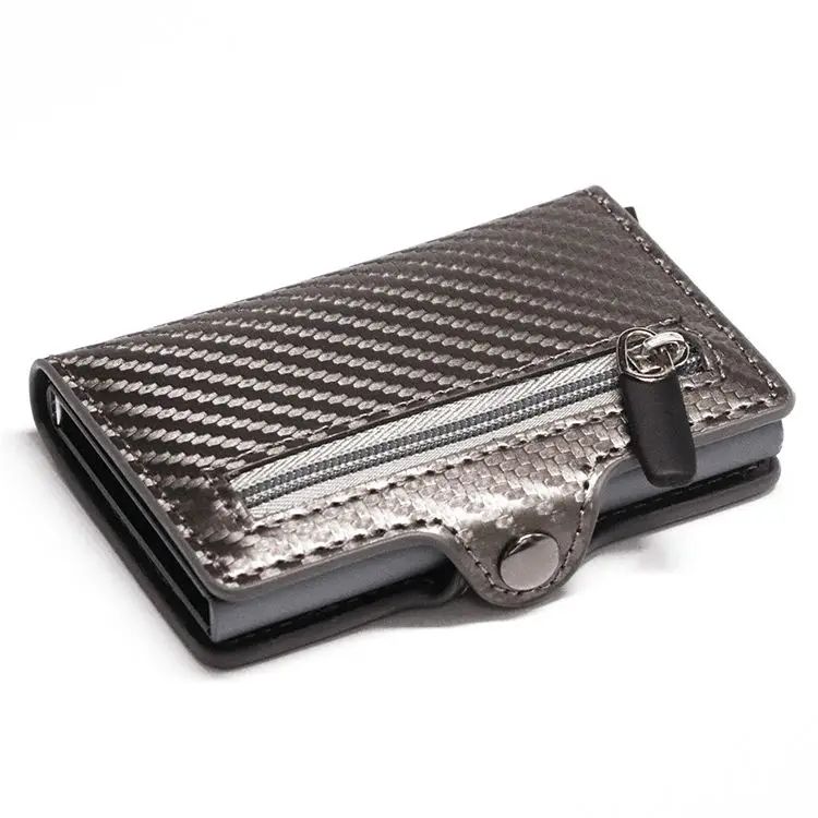 

Carbon Fiber Wallet Ultra-thin Wallet Anti-theft Business Card Box RFID Metal Card Holder Button Coin Wallet