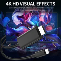 4K30Hz USB C To HDMI Cable, 2m/78.74in/6.56ft ABS Black Type-C To HDTV Cable, Compatible for MacBook，IPhone，IPad，Laptop 2
