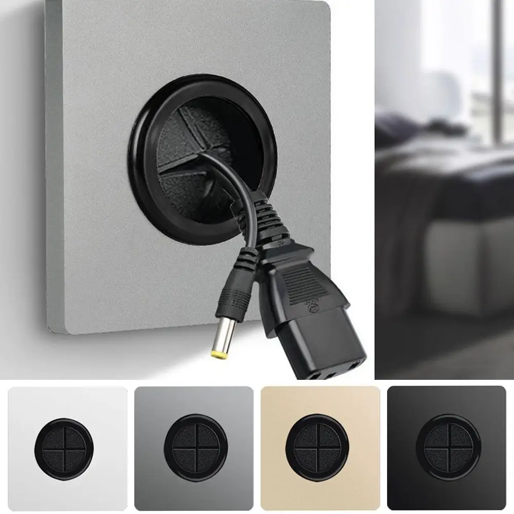 1Pc 86Type Wall Blank Panel With Outlet Hole Decorative Cover Cable Socket With Rubber Pad Cable Organizer Storage