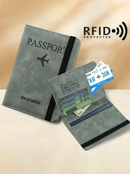 Porta Passaporto in PU con RFID, Portafoglio per Carte di Credito e Documenti, Impermeabile, Multifunzione, Protettore da Viaggio