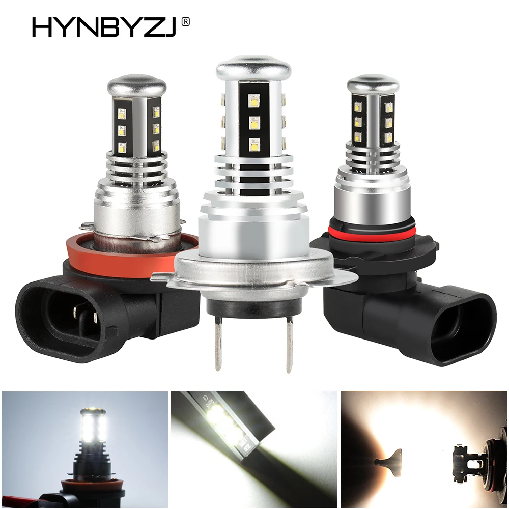

HYNBYZJ 2Pcs H7 H8 H11 LED Bulb 9005 HB3 9006 HB4 High Quality LED Auto Fog Lamp Car Anti Fog Light Bulb 5500K 12V 24V