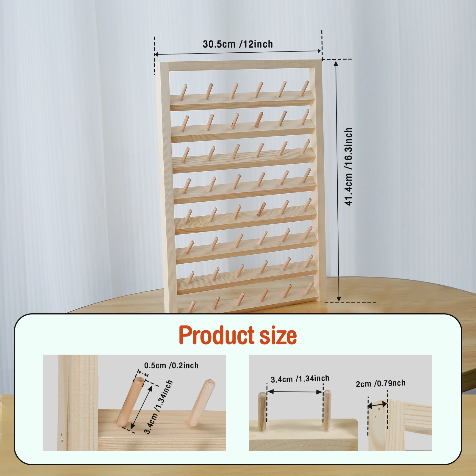 Description Picture 5 of itemWooden Sewing Thread Holder Storage Box 48/54 Spool Yarn Holder Home Embroidery Folding Frame Multiple Size Sewing Rack Organize