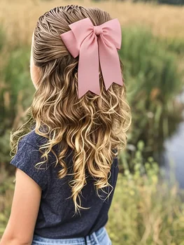6 Inches Colorful Elegant Hair Bows with Clip Kids Girls Big Ribbon Hair Clip Hairgrips Baby Headwear Ponytail Hair Accessories 1