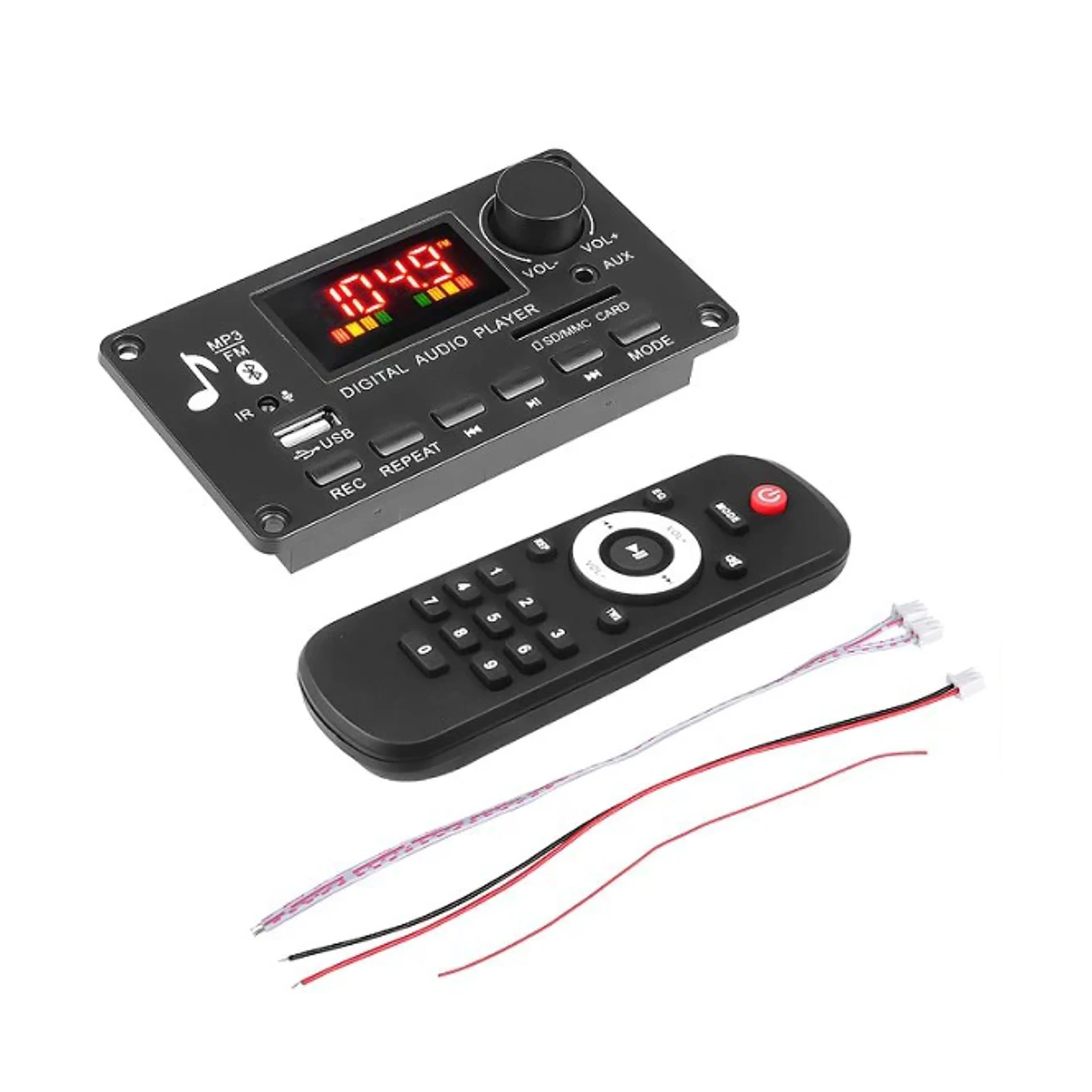 Bluetooth 5.0 MP3 Audio Decoder Board 2*40W Amplifier Module MP3/WMA/WAV/FLAC/APE FM Radio with Digital Color Screen Amplifier