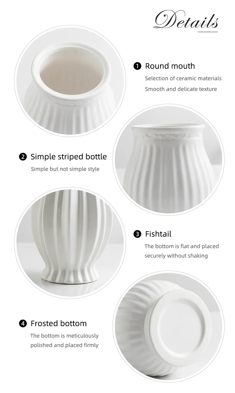 Vase Ceramic White Stripe