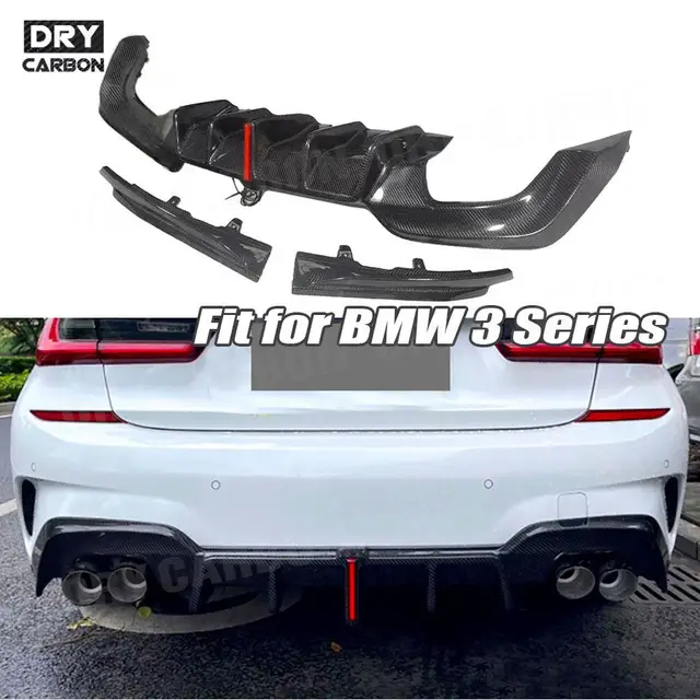 Carbon Fiber Car Rear Diffuser Bumper Lip Spoiler Splitters Bodykits for BMW 3 Series G20 G28 M Sport M340i 2020 2021 2022 - - Racext 1